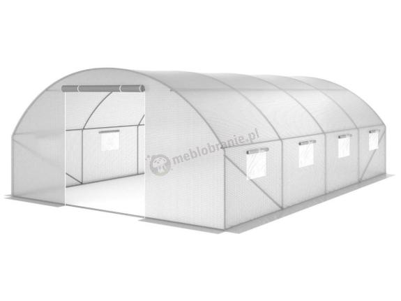 Tunel foliowy metalowy z podwójnymi drzwiami 4x6m – biały