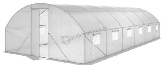 Tunel foliowy metalowy 4x9m z metalowymi drzwiami – biały