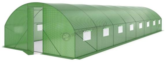 Tunel foliowy 4x12m metalowy z drzwiami na zawiasach – zielony