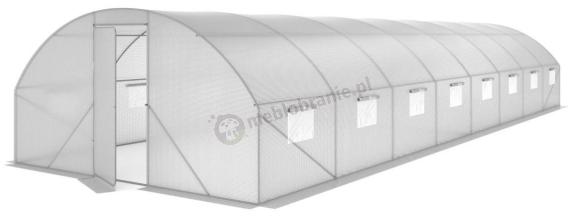 Tunel foliowy 4x12m z metalowym stelażem i drzwiami – biały