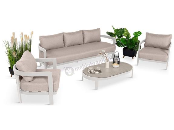 Elegancki komplet mebli ogrodowych Langa White - aluminiowy stelaż