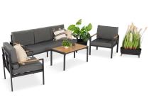 Grafitowy komplet mebli ogrodowych z sofą 191cm i fotelami Gewin