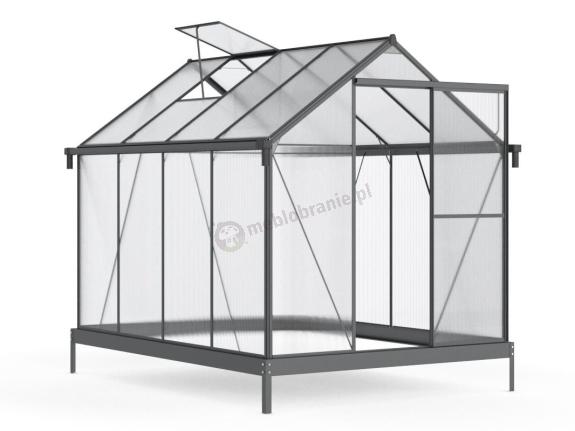 Szklarnia poliwęglanowo aluminiowa 2x2,5 z czarną ramą - 250x190cm
