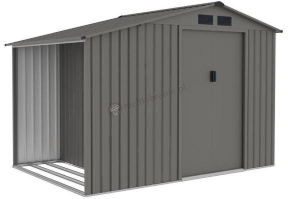 Domek narzędziowy z drewutnią Wipper 278x191cm (3,7m2) Srebrny ciemny GA15