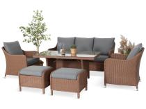 Zestaw mebli na taras dla 7 osób z sofą 180cm Novici Dining Brown