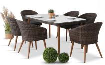 Meble obiadowe dla 6 osób na taras Cioso Dining 6+1 - Dark Brown