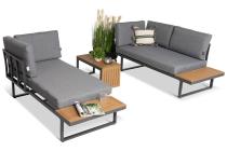 Grafitowy narożnik modułowy Vernon - aluminiowy stelaż