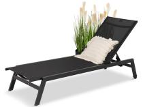 Aluminiowy leżak ogrodowy na kółkach z regulacją oparcia Tebu - Black