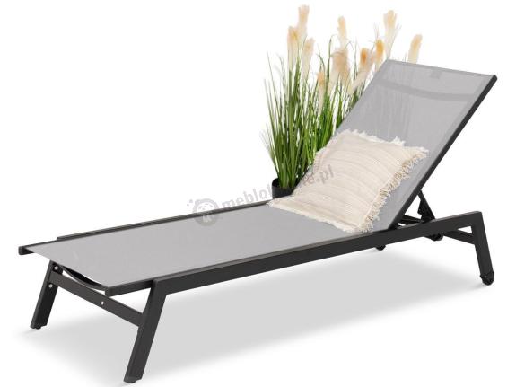 Leżak ogrodowy z regulacją oparcia i kółkami Tebu - Silver + Black