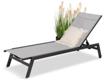 Leżak ogrodowy z regulacją oparcia i kółkami Tebu - Silver + Black