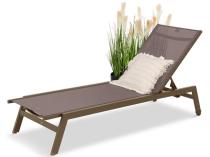 Brązowy leżak na taras z kółeczkami Tebu