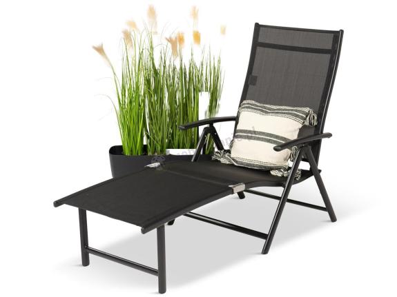Leżak ogrodowy aluminiowy składany Kubu - Black