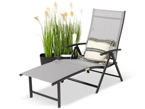 Aluminiowa leżanka ogrodowa z regulacją Kubu - Silver + Black