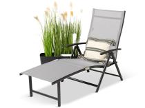 Aluminiowa leżanka ogrodowa z regulacją Kubu - Silver + Black