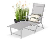 Szary leżak ogrodowy składany z regulacją Kubu - Silver