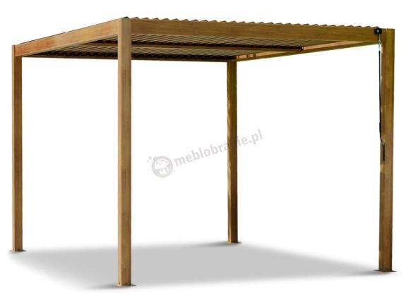 Aluminiowa wolnostojąca pergola tarasowa 3x3 w kolorze drewna Lufel - Woodlook