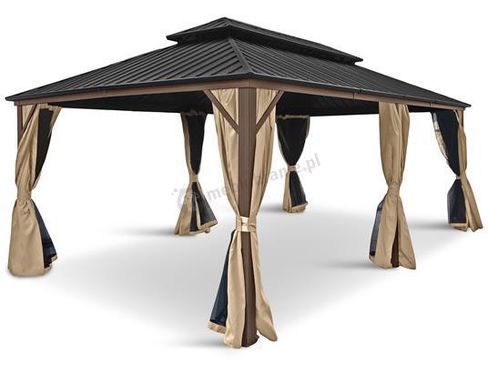 Pergola altana metalowa 3,5x6z dachem Hardtop i zasłonami Hater - Woodlook