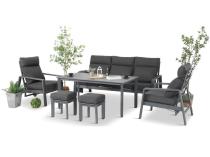 Nowoczesne aluminiowe meble ogrodowe z regulowanymi fotelami - Renalo Dining Relax Grafitowe