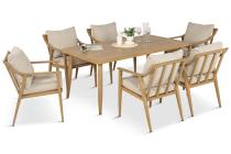 Komplet mebli obiadowych na taras - stół i 6 krzeseł Else - Creme