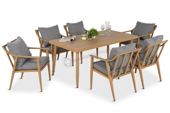 Aluminiowy komplet mebli obiadowych na taras - Else 6+1 - Grey
