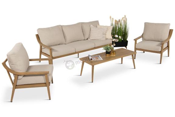 Komplet mebli aluminiowych na taras dla 5 osób - Else Set - Creme
