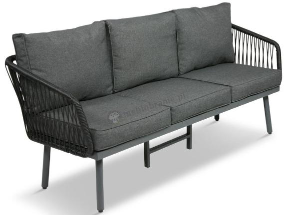 Nowoczesna sofa na taras trzyosobowa 182cm rope style - Dark Grey Postigo