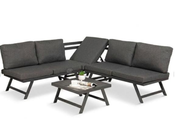 OUTLET - Grafitowy narożnik na mały taras Soletto 176x176cm z regulowanym siedziskiem