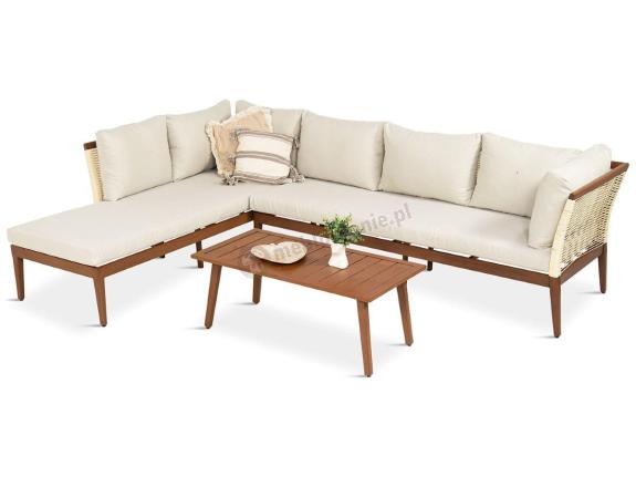 Aluminiowy "drewniany" narożnik tarasowy w stylu boho Oluf Cream