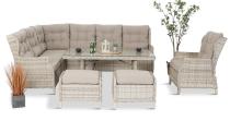 Beżowy narożnik ogrodowy z wysokim stołem i fotelem - Laritto Corner