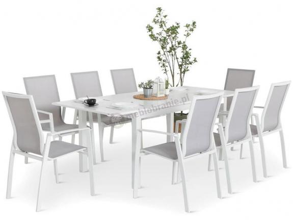 Komplet mebli obiadowych dla 8 osób z rozkładanym stołem 150-210cm - Azuro White