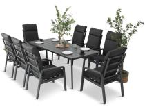 Aluminiowe meble ogrodowe z wysokim stołem 210cm i fotelami - Renalo Dining - 8+1 - Antracite