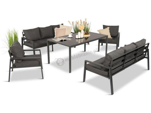 OUTLET - Metalowy zestaw mebli na taras dla 8 osób Sodor Grande - Dark Grey
