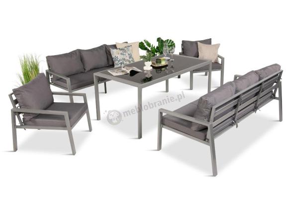 Szare meble tarasowe metalowe z sofami 175cm i wysokim stołem Sodor Grande - Silver