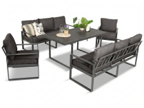 Komplet mebli tarasowych dla 8 osób - 2 sofy, 2 fotele i wysoki stół 160cm - Panaon Grande DG