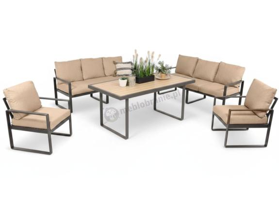 OUTLET - Jasny komplet mebli metalowych na taras dla 8 osób - Panaon Grande WB