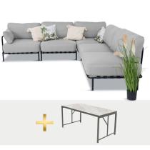 Eleganckie meble ogrodowe modułowe Salve Chrome - 5 elementów