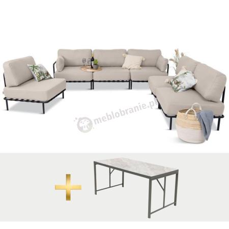 Nowoczesne meble wypoczynkowe na taras - narożnik Salve Beige 6 modułów