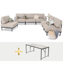 Nowoczesne meble wypoczynkowe na taras - narożnik Salve Beige 6 modułów