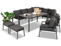 Komplet mebli ogrodowych z narożnikiem i wysokim stołem 160cm, fotelami i pufami Sodor Corner XL - Dark Grey