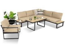 Nowoczesny komplet mebli na taras z narożnikiem i fotelem Panaon Corner WB