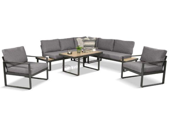 Zestaw mebli ogrodowych z narożnikiem i dwoma fotelami - Panaon Corner - WG