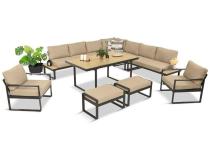 Zestaw mebli ogrodowych dla 10 osób z modułowym narożnikiem 280x280cm Panaon Corner XXL WB