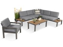 Aluminiowy narożnik na taras z fotelem - Calamba Corner - Grey