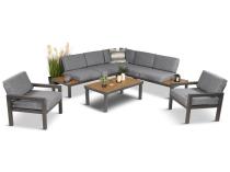 Nowoczesne meble na taras - narożnik z fotelami - Calamba Corner - Grey