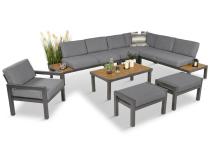 Metalowy komplet mebli na taras - narożnik + fotel - Calamba Corner XL - Grey
