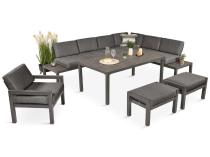 Grafitowy zestaw mebli z narożnikiem i wysokim stołem Calamba Corner XL