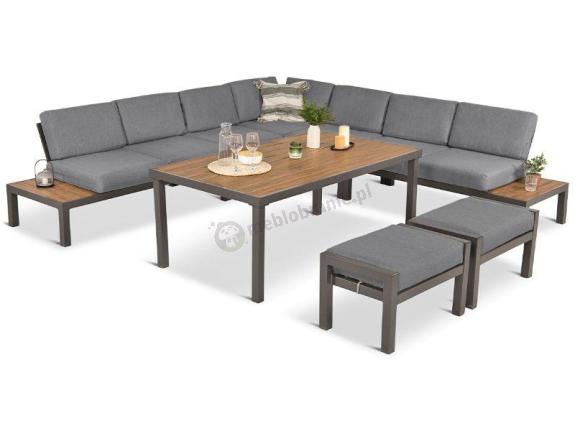 Duży narożnik tarasowy 283x283cm z wysokim stołem 160cm - Calamba Corner XXL - Grey