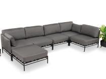 Całoroczny narożnik ogrodowy Dandy - 5 elementów + pufa