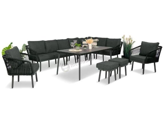 Komplet mebli tarasowych z narożnikiem, fotelami i pufami Postigo Corner XXL Dark Grey