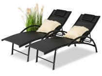 Komplet składanych leżaków ogrodowych z regulacją oparcia Joko - Black 2szt.